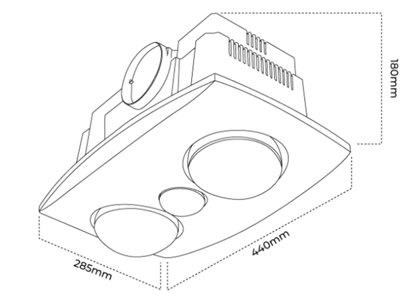 Atom Thredbo 3 in 1 Bathroom 2 Heat, Exhaust With LED Light - Image 3