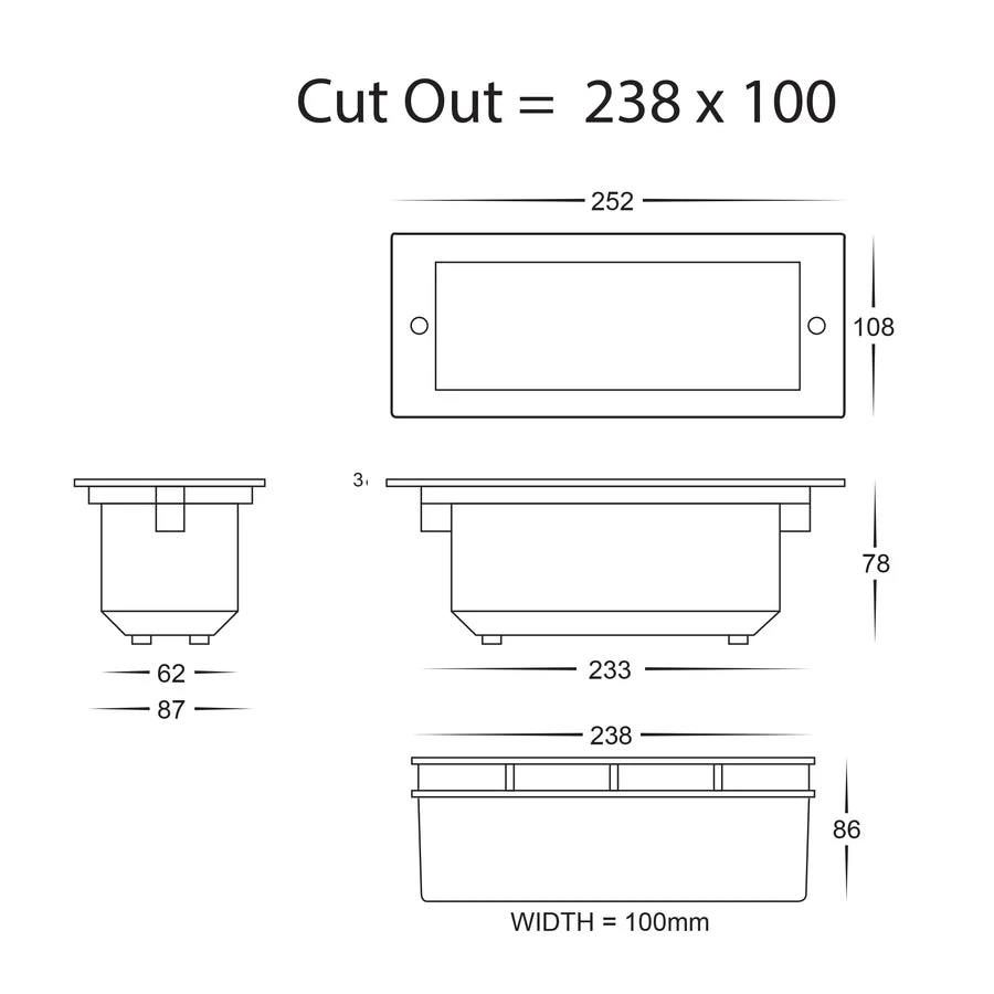Bata Recessed TRI Colour 10W LED Brick Light With Plain Face - Image 14