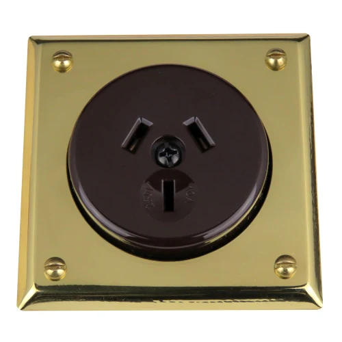 Classic 10 Series Single Power Point Outlet In Brown - Image 4