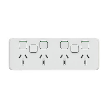 Clipsal Iconic Quad Power Point 10a With 2 Extra Switches - Skin Only, Cool Grey - Image 2