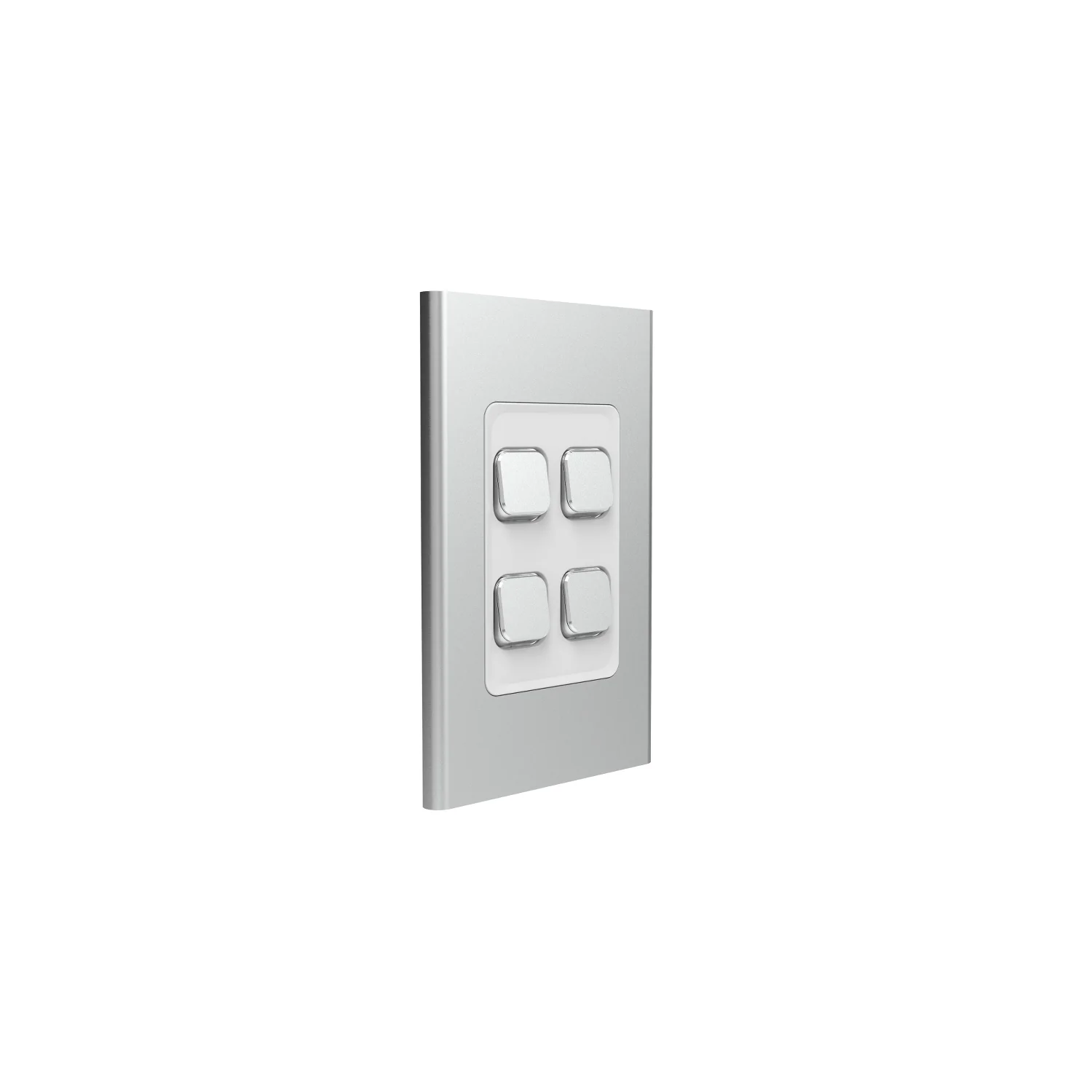 Clipsal Iconic 4 Gang Switch Plate - Skin Only, Silver