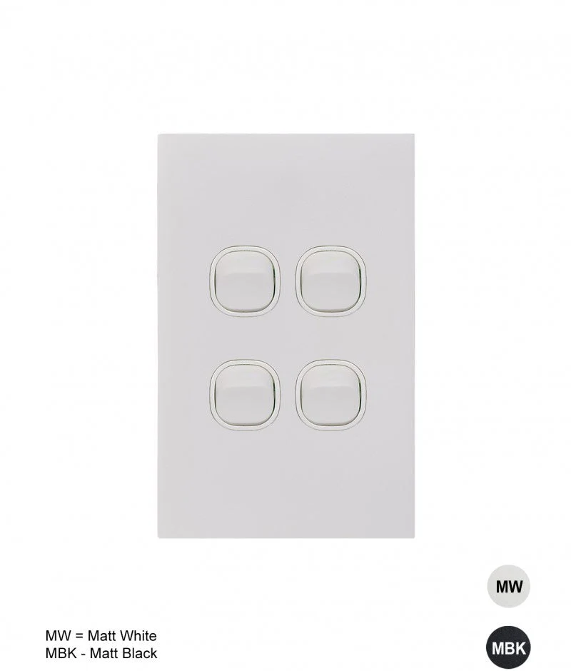 Clouded Leopard 4 Gang Complete Vertical Switch