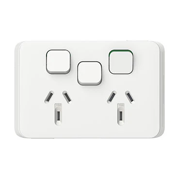 Clipsal Iconic Double Power Point Outlet 10a With Extra Switch - Skin Only 5 Finishes