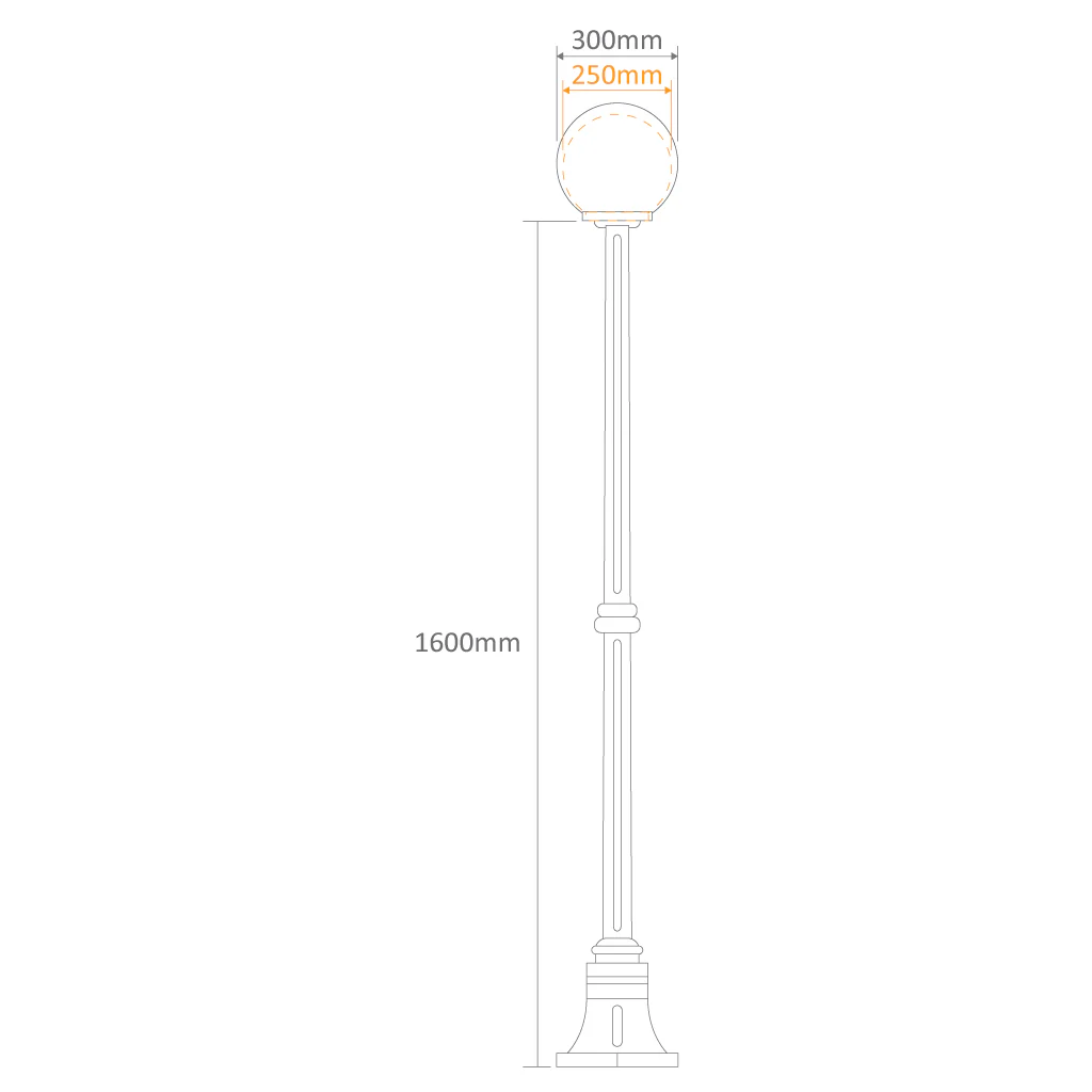Domus Siena - 30cm Single Sphere Medium Traditional Post - Image 2