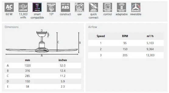 Eglo Bondi 52" AC Ceiling Fan Without Light - Image 7