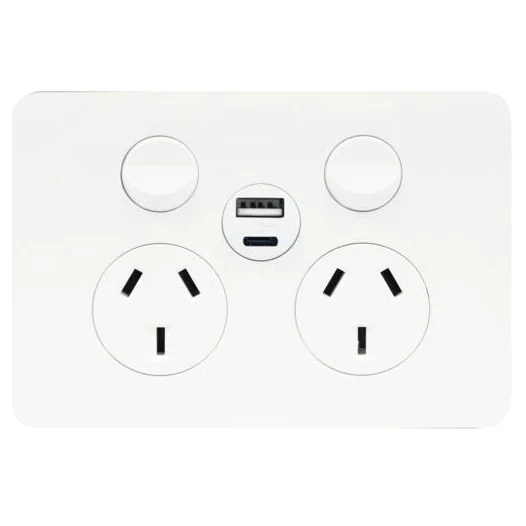 Hager Allure Double Powerpoint With USB A+C - Image 2