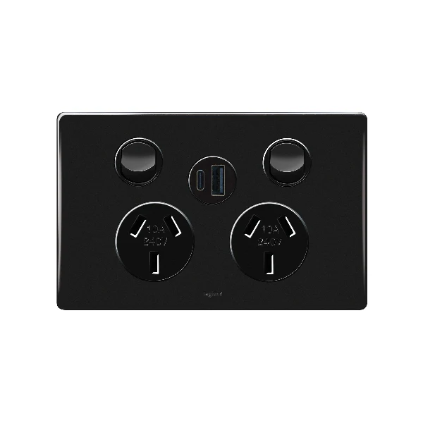 Legrand Excel Life Double Powerpoint with 15W USB Type A+C Chargers