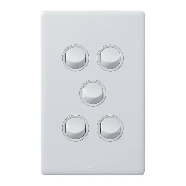 Legrand Excel Life Dedicated Plate 5 Gang Switch, Available in 5 Colours - Image 3