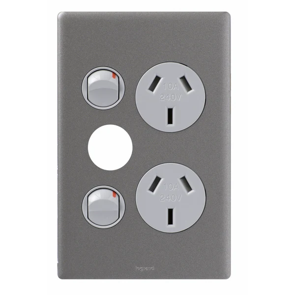 Legrand Excel Life Vertical Double Power Point Outlet With Extra Function Hole, Available in 5 Colours - Image 2